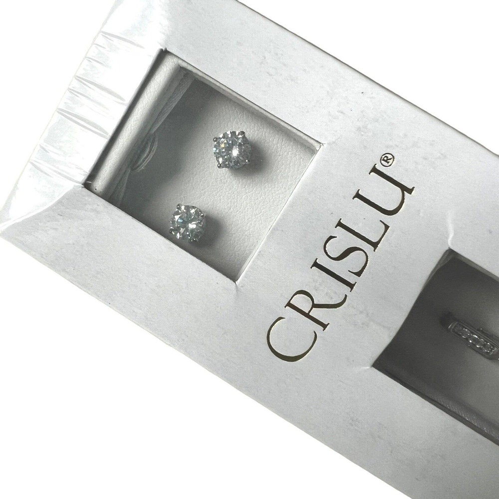 Crislu Tennis Bracelet & Solitare Stud Earrings CZ Gift Set NEW Sealed in Box